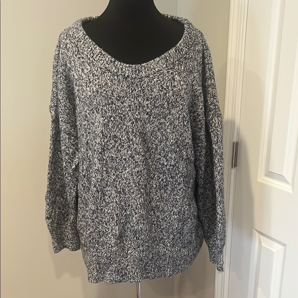 Cozy Navy and White Knit Sweater